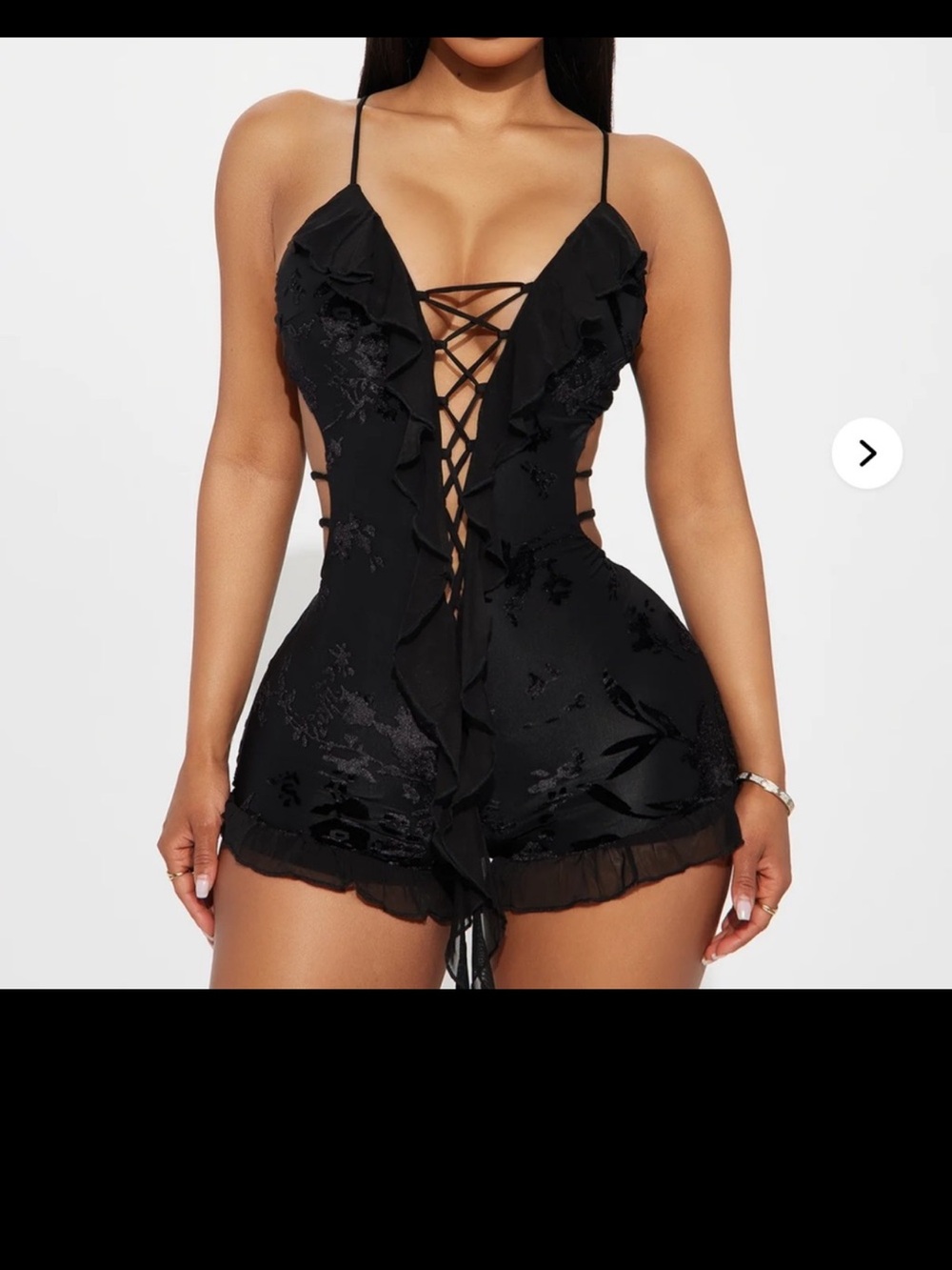 Fashion Nova Black Lace-Up Romper